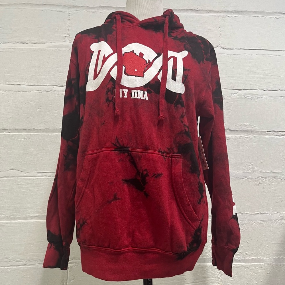 Red and black tie dye university of WI Madison small unisex Almar brand NWT